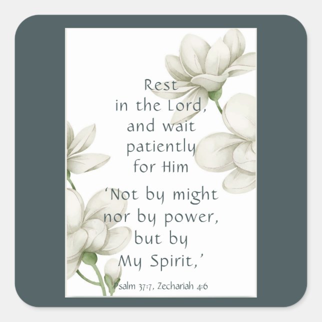 Bibelbibliotheksfördernde Zitate Weiße Blume Quadratischer Aufkleber (Vorderseite)