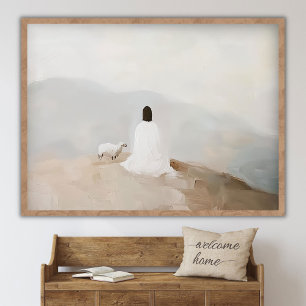 Bibelgeschichte über das verlorene Schaf Jesus und Poster