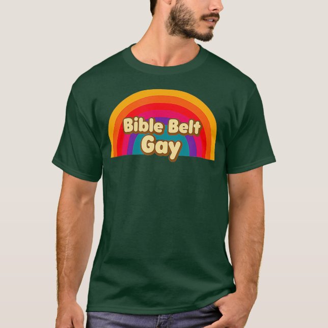 Bibelgürtel Gay Rainbow Retro T-Shirt (Vorderseite)