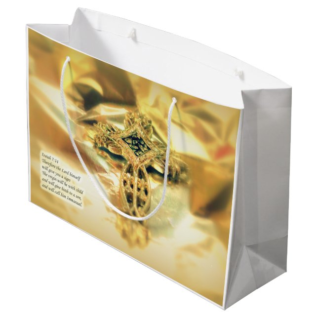 Bibelkreuz - Christentum Große Geschenktüte (Rückseite Schrägansicht)