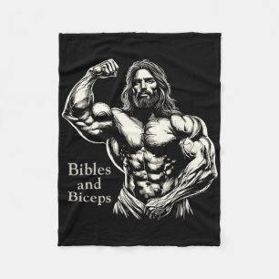 Bibeln und Biceps - Sonnige Bodybuilding Jesus Gym Fleecedecke