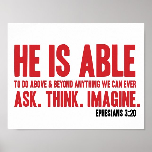 Bibelposter Ephesianer 3:20 Er ist in der Lage - C Poster (Vorne)