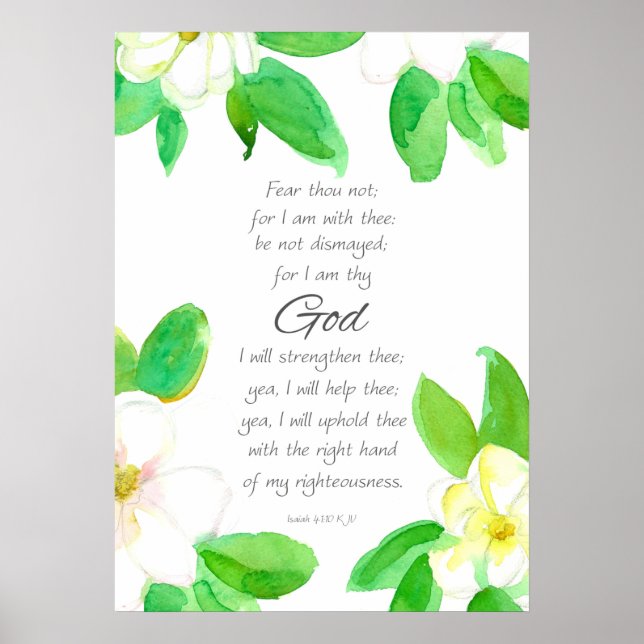 Bibelschrift Isaiah 41:10 Furcht nicht Magnolien Poster (Vorne)