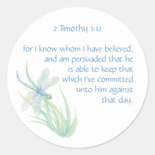 Bibelschrift Vers 2 Timothy 1:12 Libelle Runder Aufkleber