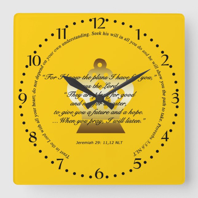 Bibelschrift Wall Clock Quadratische Wanduhr (Vorderseite)