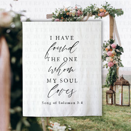 Bibelspruch Elegante Kalligrafie Hochzeitskulisse Wandteppich