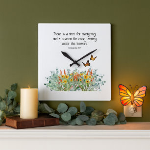 Bibelspruch-Frühlings-Wildblume Quadratische Wanduhr