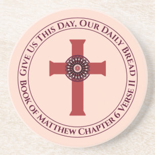 Bibelspruch-Gib-uns-heute-Framed-Cross-Monogramm Getränkeuntersetzer
