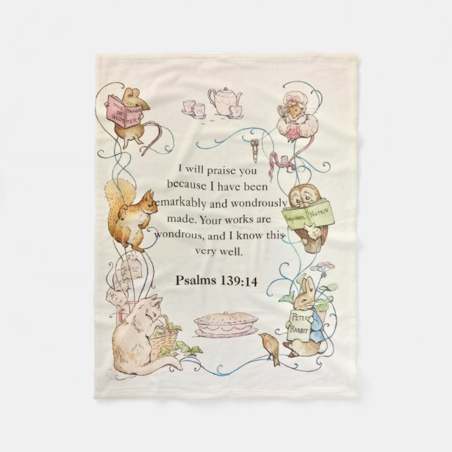 Bibelspruch Kinderzimmer Tiere Fleece-Decke Fleecedecke (Vorderseite)