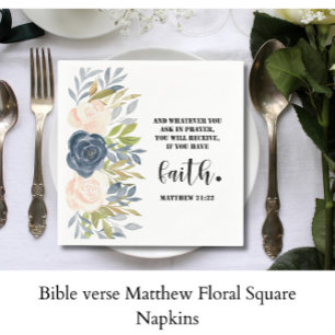 Bibelspruch Matthew Floral Square Serviette