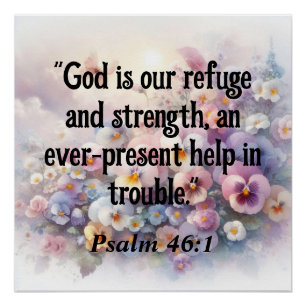 Bibelspruch Psalmen Typografie floral Aquarell Poster