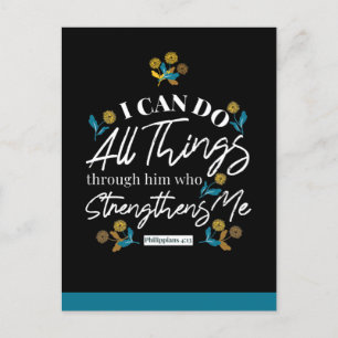 Bibeltypografie florale Kunst schwarz Postkarte