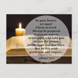 Bibelvers 1. Petrus 3:15: Heiliget Christus als He Postkarte