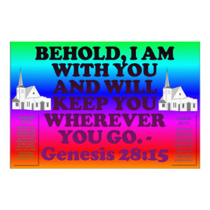 Bibelvers aus Genesis 28:15. Fotodruck
