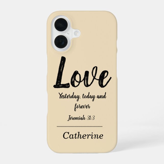 Bibelvers Beige iPhone 16 Hülle (Rückseite)