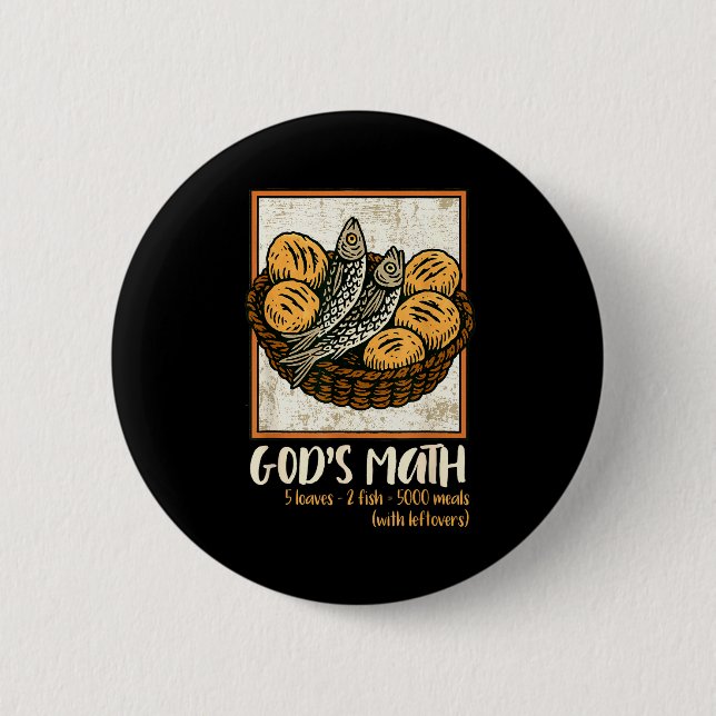 Bibelvers christlich Jesus Fische & Brote Gehen Button (Vorderseite)