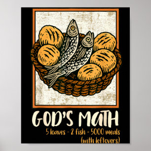 Bibelvers christlich Jesus Fische & Brote Gehen Poster
