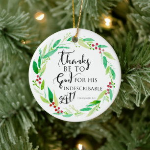 Bibelvers Christliches Wasserfarben-Weihnachtsgest Keramik Ornament