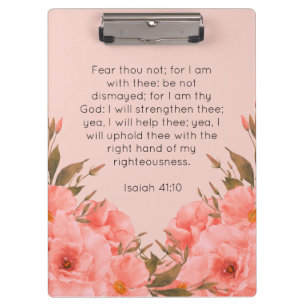 Bibelvers Clipboard Rosa florales Design Klemmbrett