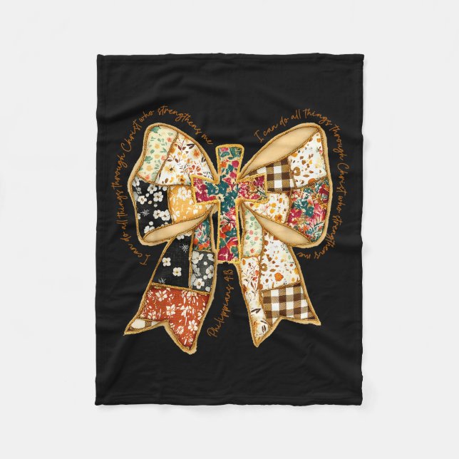 Bibelvers Coquette Christlich Jesus Schleife Patch Fleecedecke (Vorderseite)