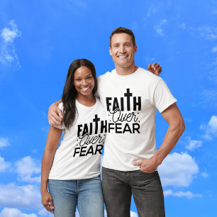 Bibelvers FAITH Over FEAR Weiß SCHWARZER Text T-Shirt