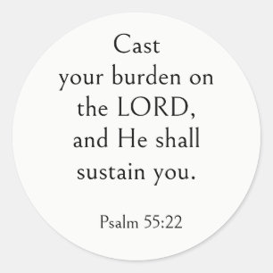 Bibelvers für Stress, Psalm 55,22, Modern Einfach Runder Aufkleber