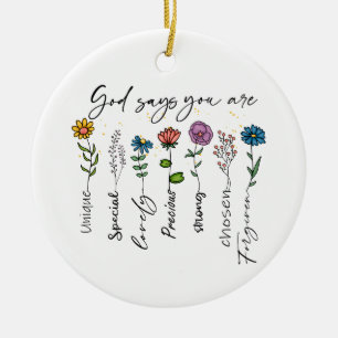 Bibelvers-Inspiration Wildblume Christliches Zitat Keramik Ornament