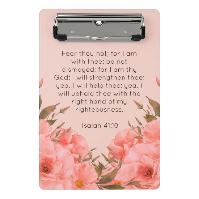 Bibelvers Mini-Clipboard | Rosa florales Design Mini Klemmbrett (Vorderseite)