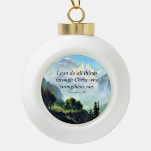 Bibelvers, Phil 4:13, Ich kann alle Dinge... Keramik Kugel-Ornament