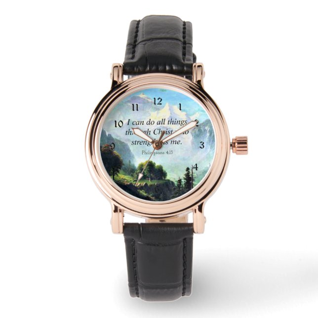 Bibelvers, Phil 4:13, ich kann alles tun... Wat Armbanduhr (Vorderseite)