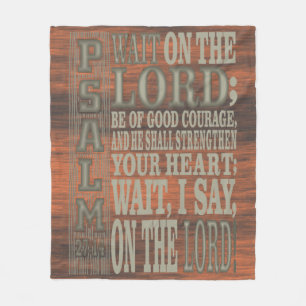 Bibelvers Psalm 27;14 Holzwandteppich Fleecedecke