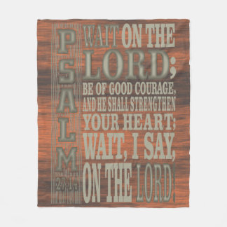 Bibelvers Psalm 27;14 Holzwandteppich Fleecedecke