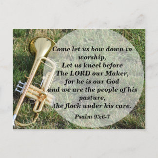 Bibelvers Psalm 95:6-7 Lasst uns anbeten Postkarte