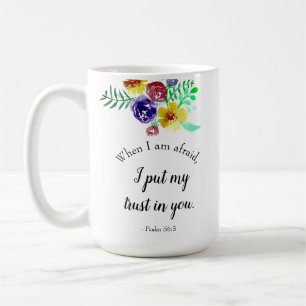 Bibelvers über Angst Aquarell Blumen Glaube Kaffeetasse