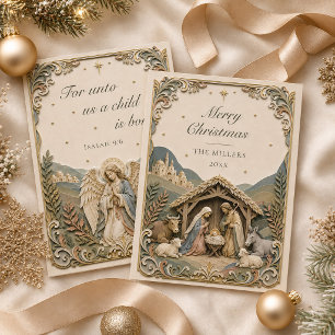 Bibelvers Weihnachtskrippenkarte Frohe Weihnachten Einladung