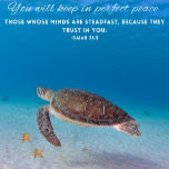Bibelverse 20x20 Landschaftliches Ocean-Motivieren Puzzle<br><div class="desc">Isaiah 26:3 ''Du wirst ihn in völliger Ruhe behalten..''. Schildkröte schwimmen unter dem Meer mit 2 Seestern auf dem sandigem Meeresboden.</div>
