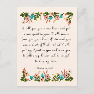 Bibelverse Art - Ezekiel 36:26-27 Postkarte