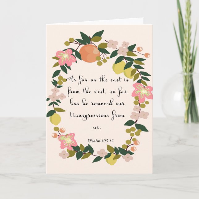 Bibelverse Art - Psalm 103:12 Feiertagskarte (Vorderseite)