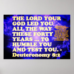 Bibelverse aus der Deuteronomie 8:2. Poster