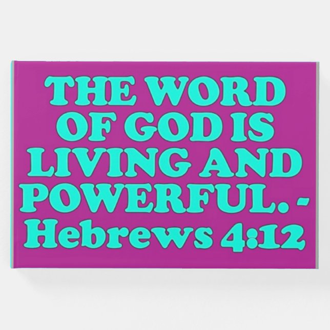 Bibelverse aus Hebräischen 4:12. Gästebuch (Vorderseite)