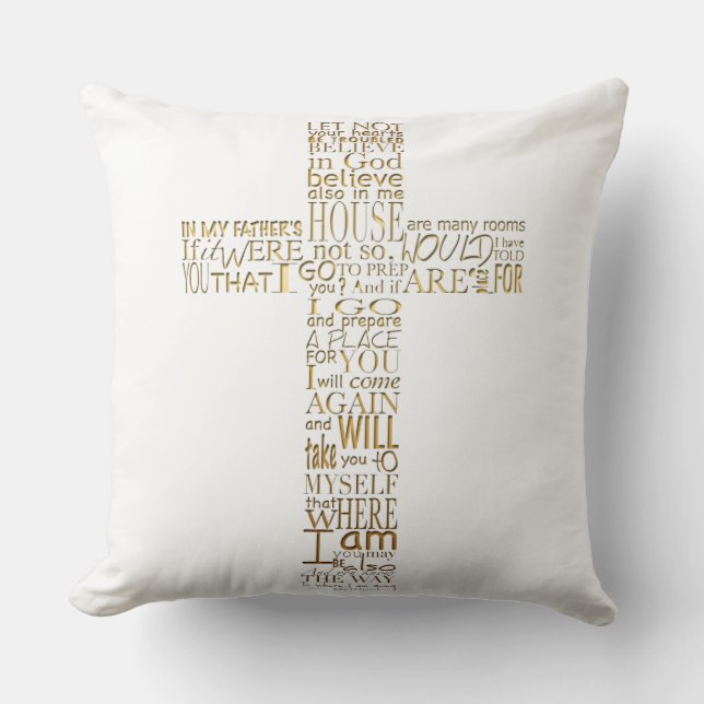 Bibelverse aus John 14 Goldbriefen Pillow Kissen (Vorderseite)