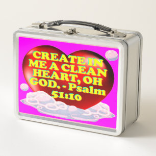 Bibelverse aus Psalm 51:10. Metall Lunch Box