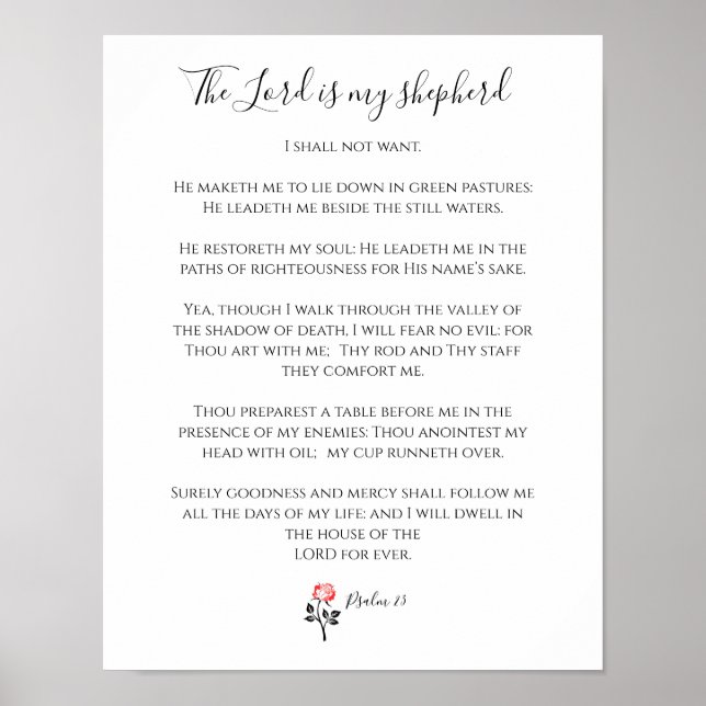 Bibelverse, Der Herr ist mein Hirte, Psalm 23 Poster (Vorne)