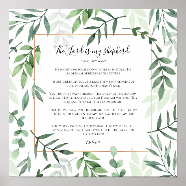 Bibelverse, Der Herr ist mein Hirte, Psalm 23 Poster (Vorne)