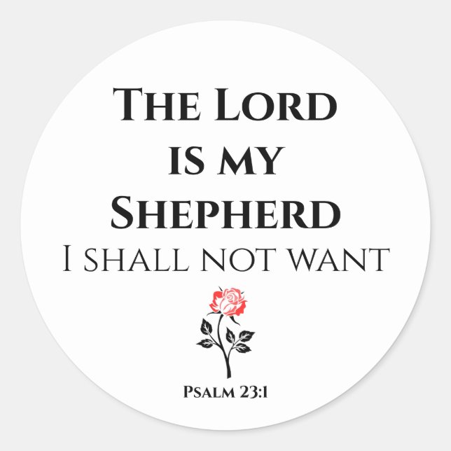 Bibelverse, Der Herr ist mein Hirte, Psalm 23 Runder Aufkleber (Vorderseite)