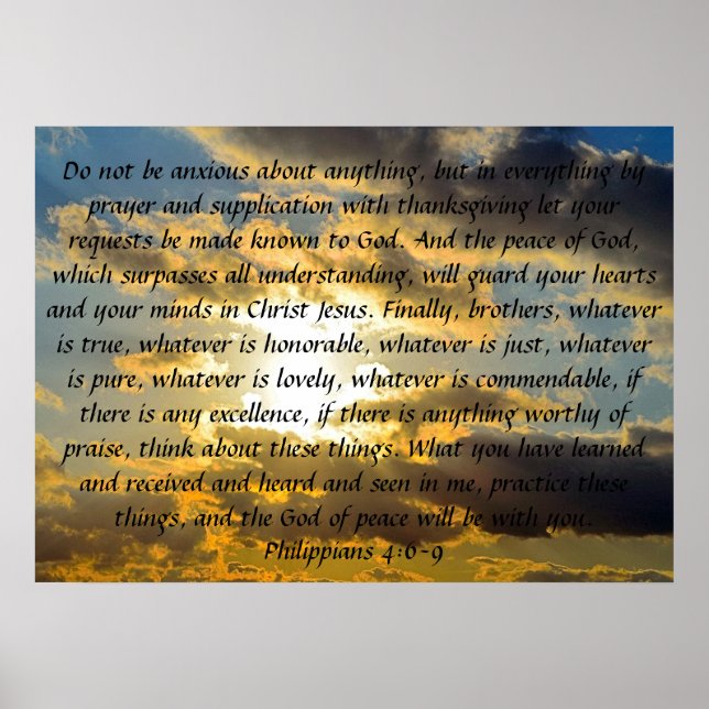 Bibelverse Erinnerung Philippianer 4:6-9" Poster (Vorne)