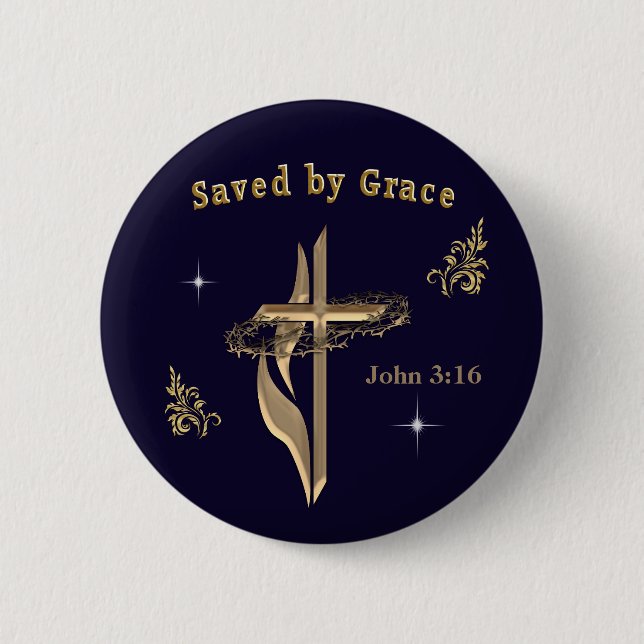 Bibelverse gerettet von Grace Button (Vorderseite)
