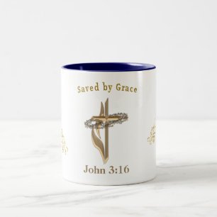 Bibelverse gerettet von Grace Zweifarbige Tasse
