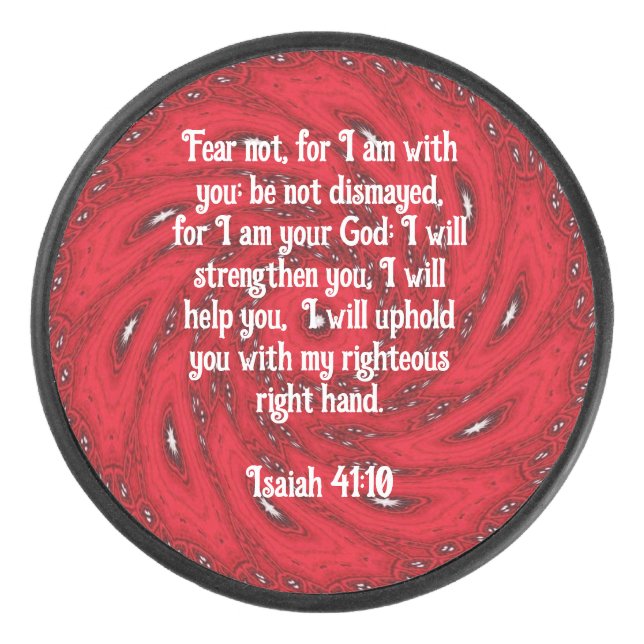Bibelverse Inspiration Zitat Isaiah 41:10 Eishockey Puck (Vorderseite)