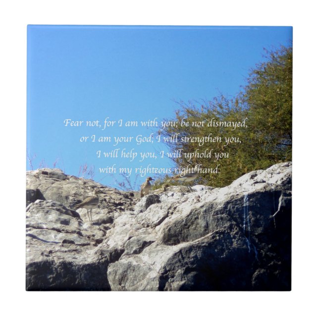 Bibelverse Inspiration Zitat Isaiah 41:10 Fliese (Vorderseite)